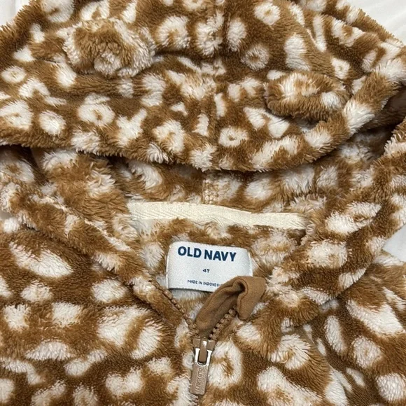 Old Navy Brown Leopard Print Fleece Hoodie - Picture 2 of 3